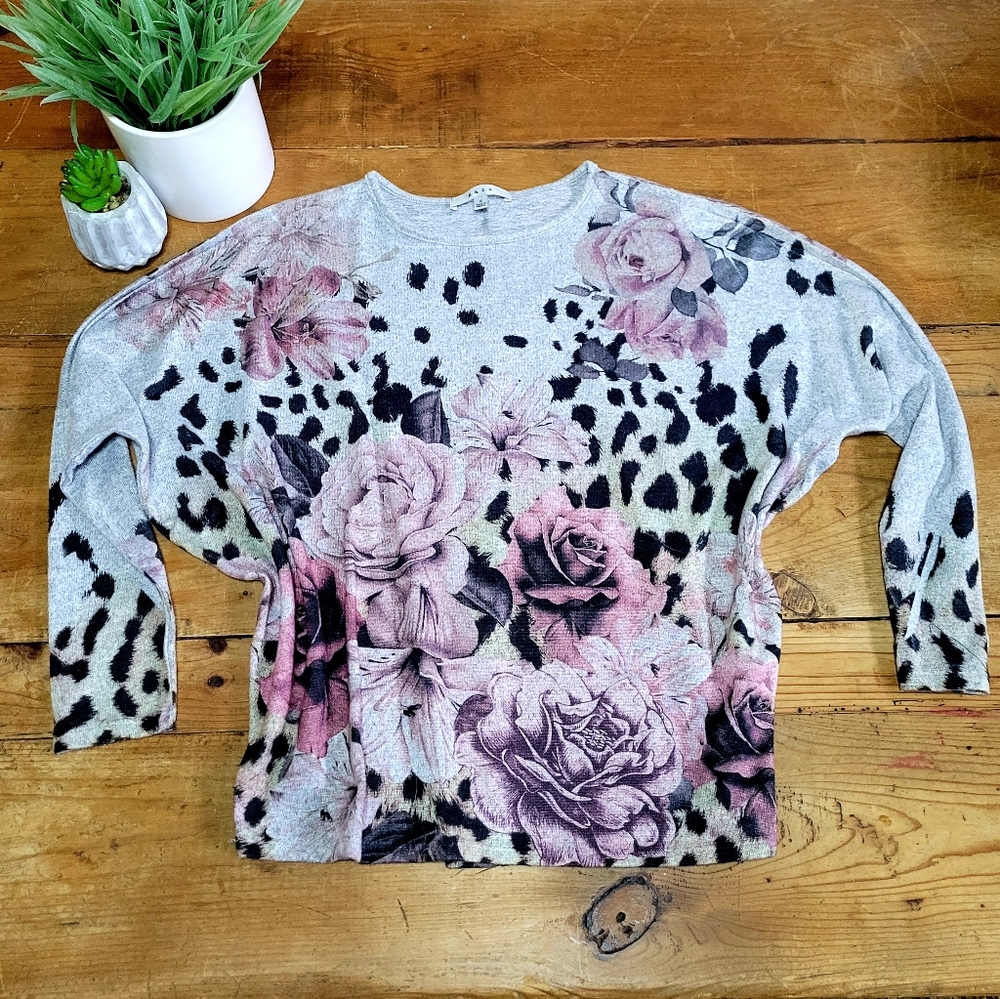 Floral drop shoulder sweater